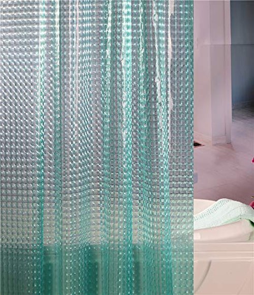 Adwaita Teal Waterproof PEVA Plastic Shower Curtain Liner Heavy Duty No Chemical Smell 12 Rustproof Grommets Holes with 12 C Hooks 72 x 72 inches