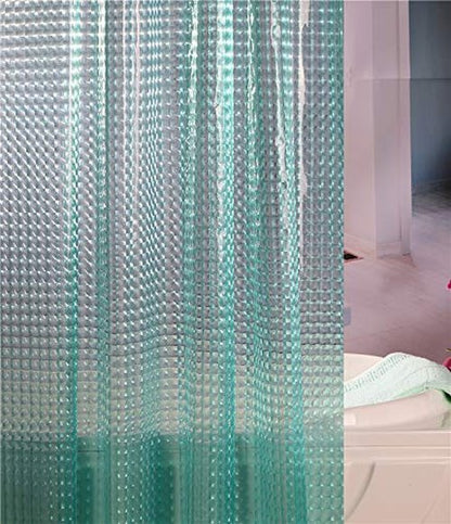 Adwaita Teal Waterproof PEVA Plastic Shower Curtain Liner Heavy Duty No Chemical Smell 12 Rustproof Grommets Holes with 12 C Hooks 72 x 72 inches