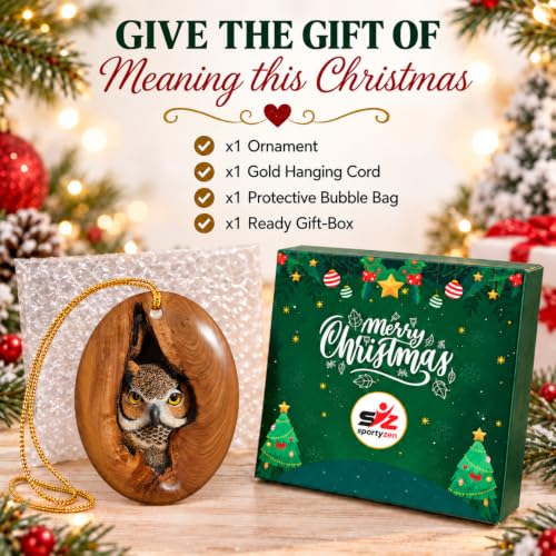 Christmas Owl Ornament - Bird Lover Holiday Decor, Tree Hollow Design