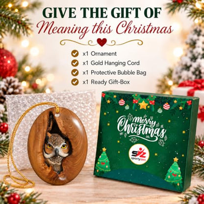 Christmas Owl Ornament - Bird Lover Holiday Decor, Tree Hollow Design