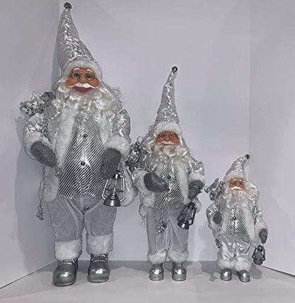 Christmas Santa Claus Figurine - Snow White, Traditional Standing Decoration, 3 Sizes