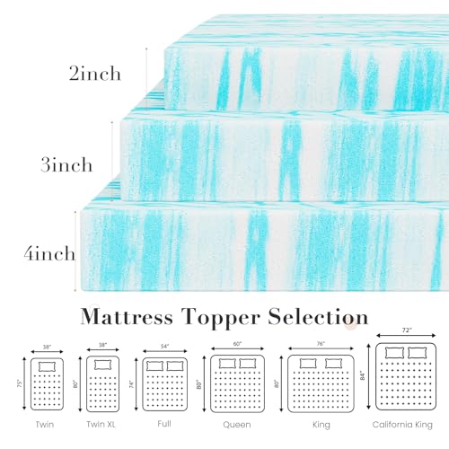 Memory Foam Mattress Topper King Size Gel Infused 2 Inch Support Cooling Bed Pad