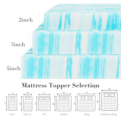 Memory Foam Mattress Topper King Size Gel Infused 2 Inch Support Cooling Bed Pad