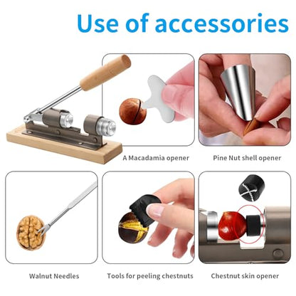 Heavy Duty Nutcracker for Pecan Walnut Hazelnut Almonds with Adjustable Sheller