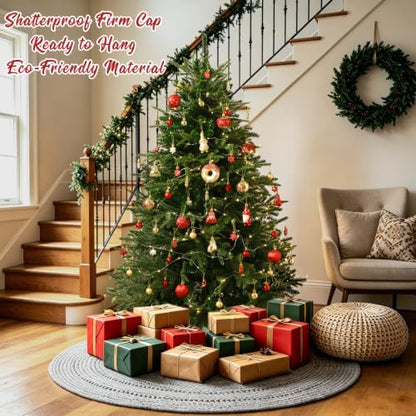 60pcs Christmas Ornaments Set - Shatterproof Plastic Decor, Red & Gold