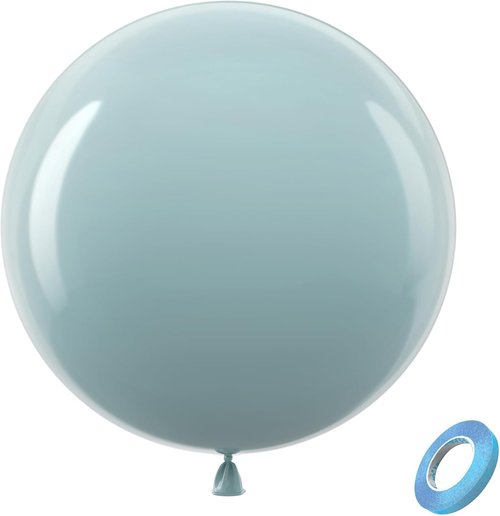 Bezente Giant Dusty Blue Balloons - 36 Inch Jumbo Round Latex Balloons for Weddings & Parties | 8 Pack