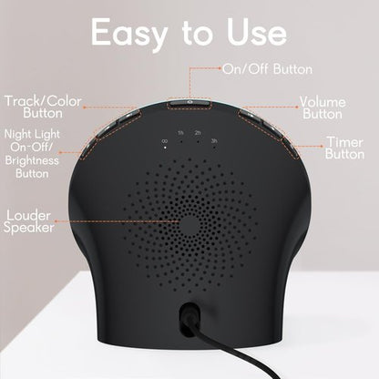 BrownNoise White Noise Machine - 30 Soothing Sounds, 12 Colors, Adjustable Brightness & Timers