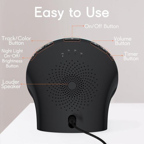 BrownNoise White Noise Machine with 30 Soothing Sounds 12 Colors Night Light and Sound Machine 36 Volume Levels 4 Timers and Memory Function 10 Adjustable Brightness Sleep Machine for Baby Adults Kids