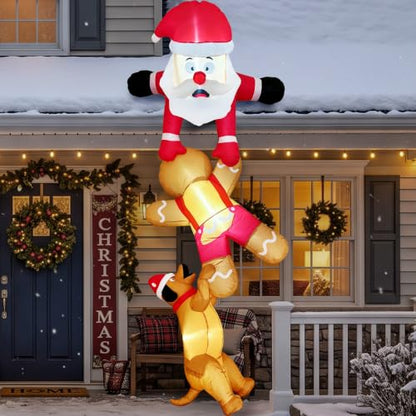 Inflatable Christmas Decorations 8FT Santa Gingerbread Dog Yard Display