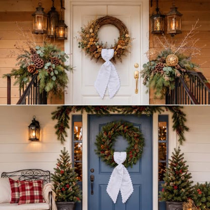 Wreath Sash for Front Door - Ruffle Ribbon for Yard & Decor - Variation 1