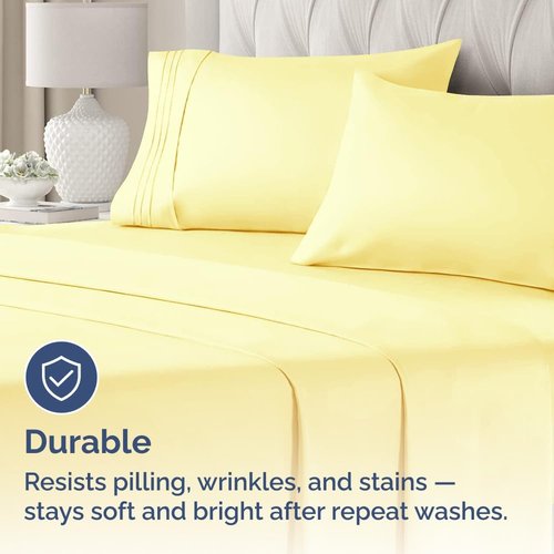 King Pillow Cases by [Brand Name] - Ultra Soft Hotel Quality - Comfy & Wrinkle Free - 4 Piece Set in Yellow