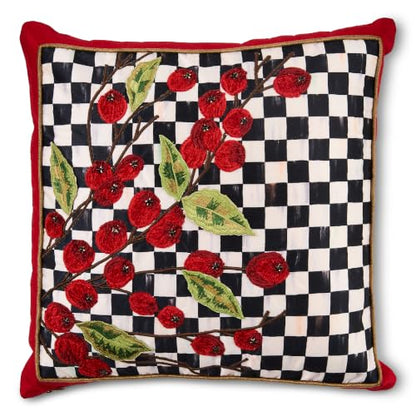 Courtly Check Holly Throw Pillow 18x18 Decorative Cushion