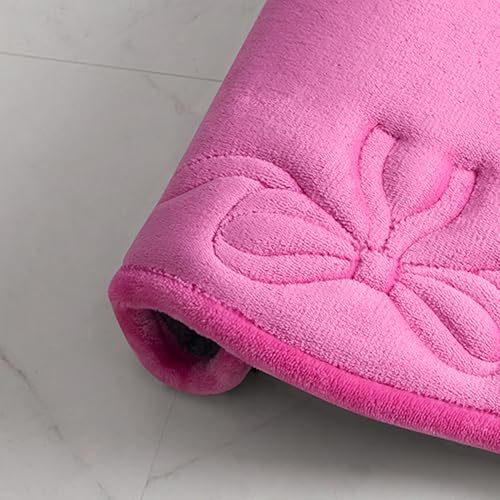 Juicy Couture Quilted Memory Foam Bath Mat Set - Scalloped Ribbon Border Hot Pink, 17x24 & 20x32 Inches