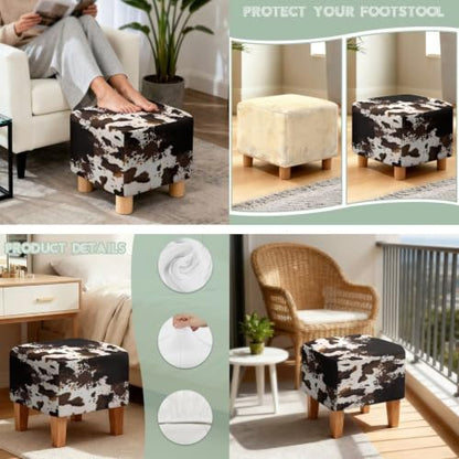 Brown Cow Print Wingback Chair & Ottoman Cover Set - Stretchy Furniture Protector