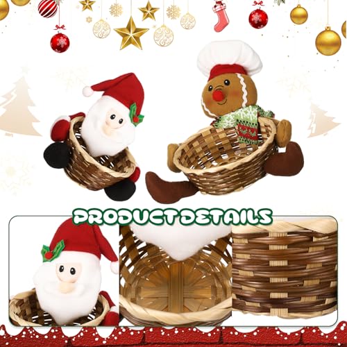 Christmas Candy Baskets Set of 4 Santa Reindeer Tree Cookie Decorative Storage Baskets