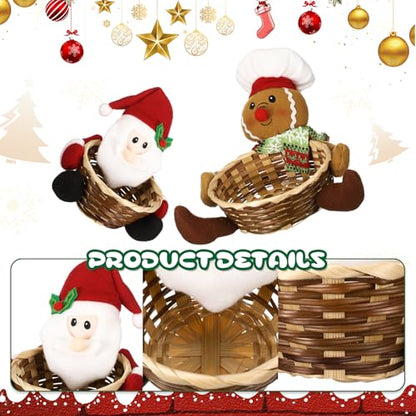 Christmas Candy Baskets Set of 4 Santa Reindeer Tree Cookie Decorative Storage Baskets