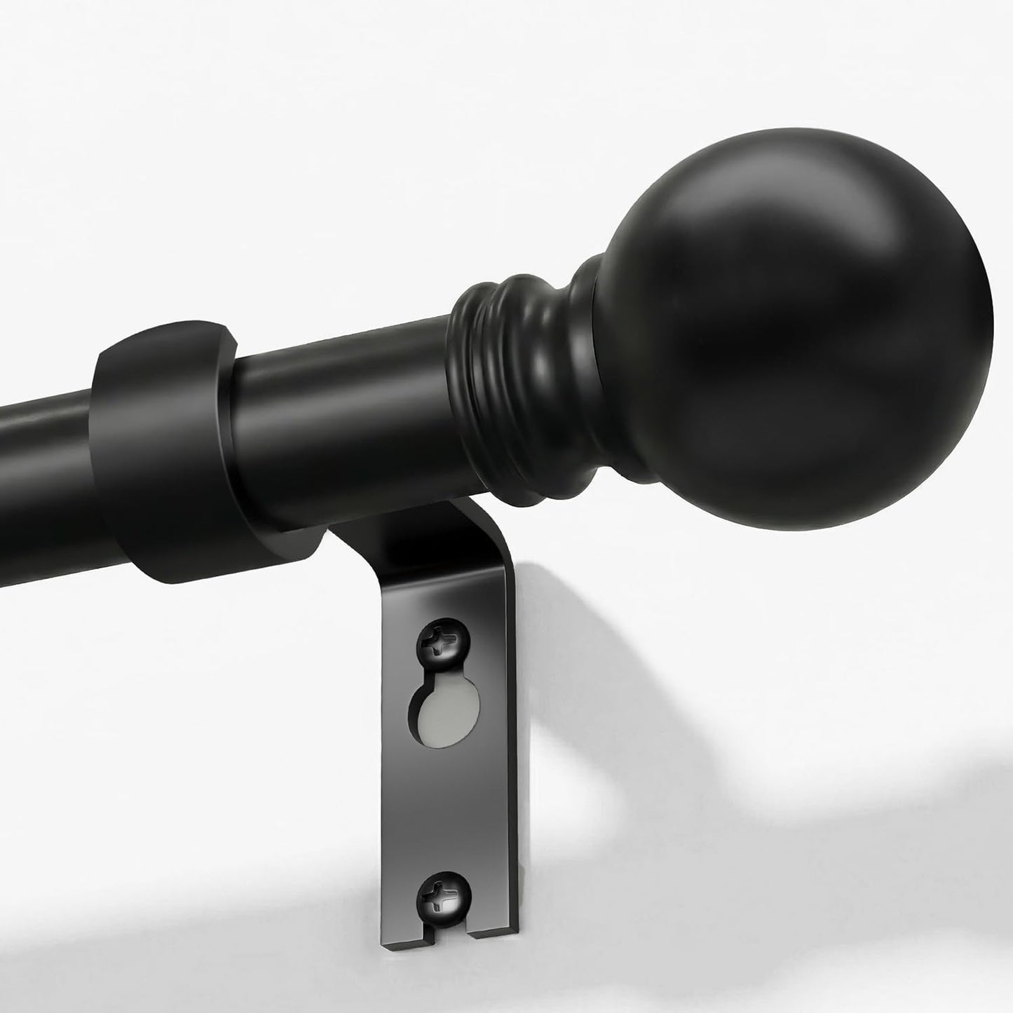 Skiennix Black Curtain Rods - Heavy Duty Metal Adjustable 72-144 Inch for Blackout Window Treatments