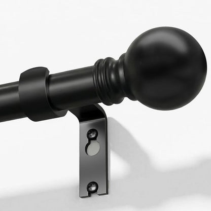Black Curtain Rods for Windows 72 to 144 Inch 1" Diameter Heavy Duty Metal Adjustable Extra Long Blackout Traverse Window Treatment Rods with Decorative Finials Doorway Living Room Bedroom Kitchen