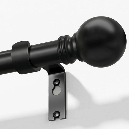 Black Curtain Rods for Windows 72 to 144 Inch 1" Diameter Heavy Duty Metal Adjustable Extra Long Blackout Traverse Window Treatment Rods with Decorative Finials Doorway Living Room Bedroom Kitchen