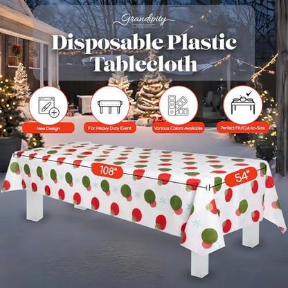 Holiday Snowflake Disposable Tablecloth 54x108 Inches - 12 Pack