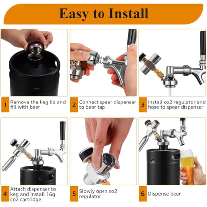 64oz Mini Beer Keg Growler Tap System with Co2 Regulator - Portable & Fresh