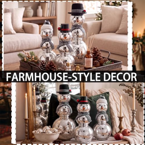 FillTouch Christmas Icon Glass Snowman Figurines Decoration - Stylish Set of 3