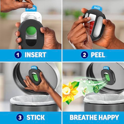 Febreze Trash Odor Fighter Stick-On Deodorizer for Garbage Cans, 4 Refills - Gain Original Scent