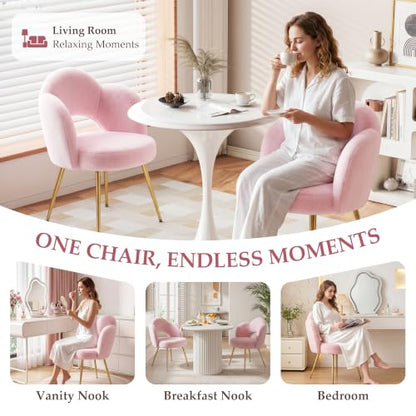Pink Fluffy Vanity Chair with Gold Legs - Makeup & Bedroom Seating - Variation of THIS listing