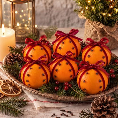 6 Pcs Clove Orange Pomanders for Holiday Decor - Christmas Vase Fillers