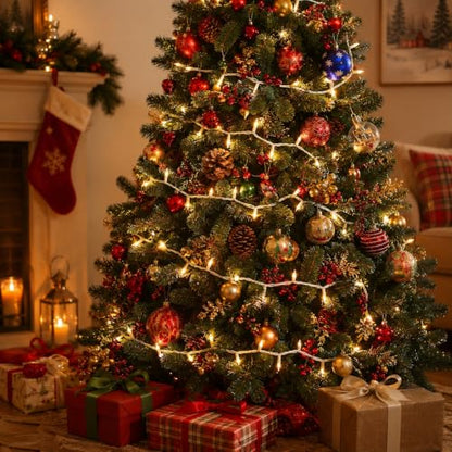 Warm White Christmas Lights 21ft 100 Incandescent Mini Bulbs Connectable