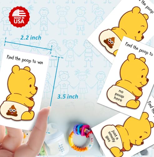 Baby Winnie Find the Poop Scratch-Off Game Set of 40 for Baby Shower - Fun Ice Breaker Activity