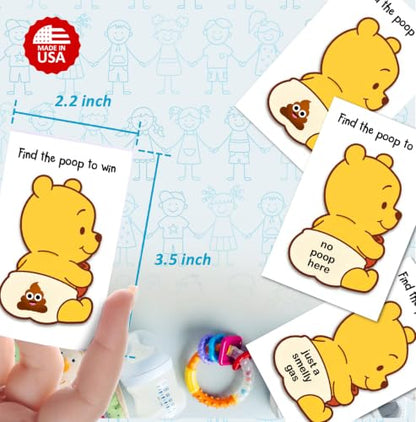 Baby Winnie Find the Poop Scratch-Off Game Set of 40 for Baby Shower - Fun Ice Breaker Activity