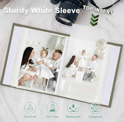 RECUTMS 2 Pack Small 4x6 Photo Albums with Dark Green Leather Cover, 100 Pockets Each