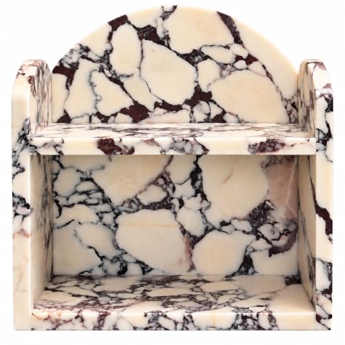 Natural Marble 2-Tier Bathroom Counter Organizer - Calacatta Viola Variation