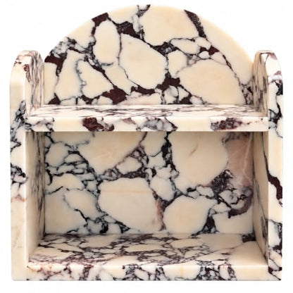Natural Marble 2-Tier Bathroom Counter Organizer - Calacatta Viola Variation