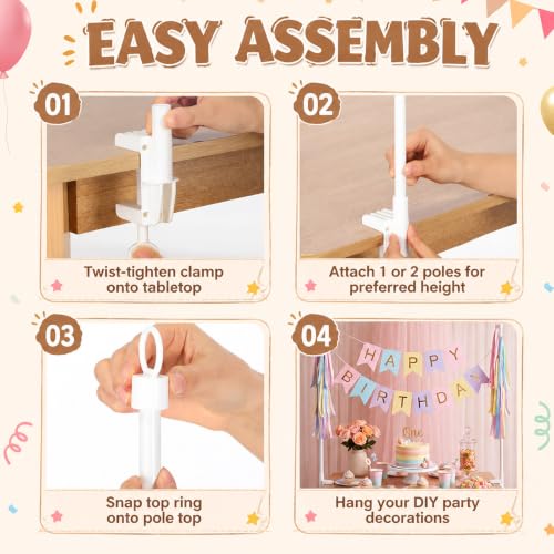 Adjustable Table Banner Stand with Clamps for Party & Event Displays
