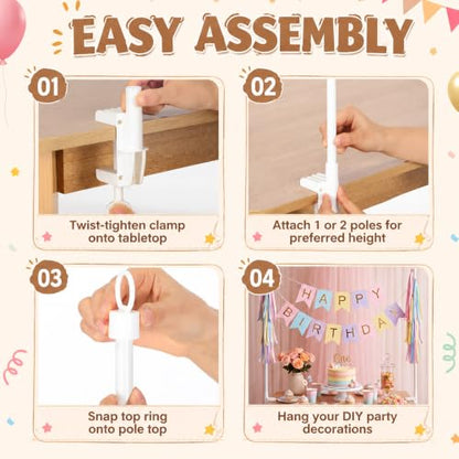 Adjustable Table Banner Stand with Clamps for Party & Event Displays