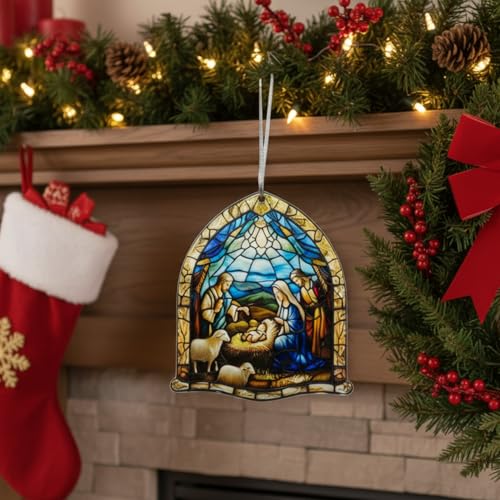 Jesus Nativity Ornaments Holy Family Window Hanging - Christmas Decorations