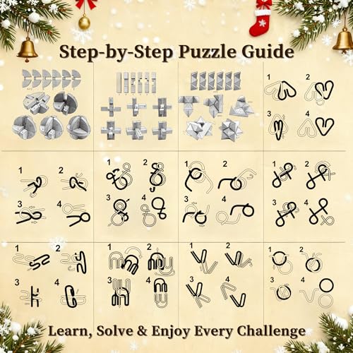 Puzzle Advent Calendar 2026 - Wooden & Metal Brain Teasers for Christmas Gift
