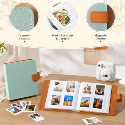 Mini Photo Album Green for Polaroid Hi-Print 2x3 and Snap - Holds 320 Photos
