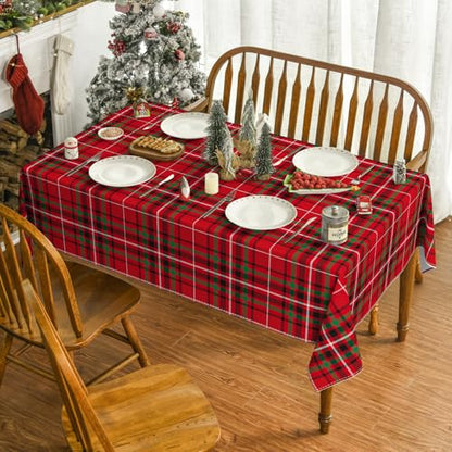 Christmas Tablecloth 60x120 Inch Rectangular Buffalo Plaid Red & Green