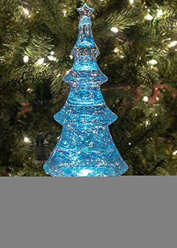 LED Glitter Holiday Christmas Tree - 14-Inch Silver and Clear Decor