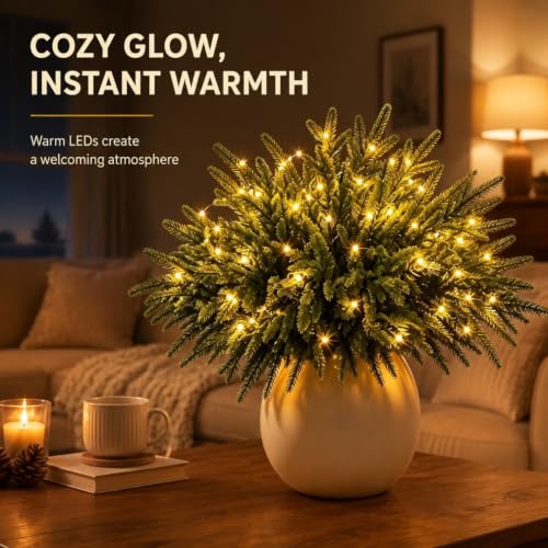 Green Twinkling Enchanted Evergreen Pine Tree with Lights - 5/10 Pack Artificial Branches for Holiday Decor