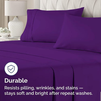 King Standard Pillow Cases Set of 4 - Soft Hotel Quality Pillowcase Covers - Comfy Bedding for Women, Men, Kids & Teens - Machine Washable Pillow Protectors - 4 Piece Set - King Standard Size Purple