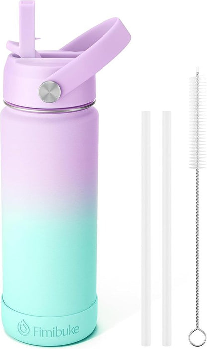 Fimibuke Kids Insulated Water Bottle - 18oz BPA-Free Stainless Steel Tumbler with Straw | Leak-Proof Cotton Candy Design
