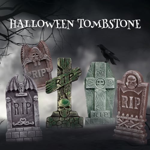 Halloween Foam RIP Graveyard Tombstones Set of 5 - Spooky Yard Decorations