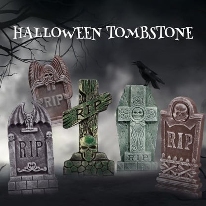 Halloween Foam RIP Graveyard Tombstones Set of 5 - Spooky Yard Decorations
