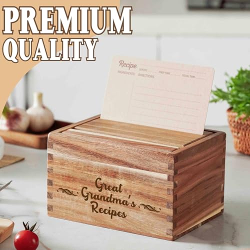 Grandma Recipe Box with 50 Recipe Cards & Dividers - Gift Organizer for Christmas & Birthdays