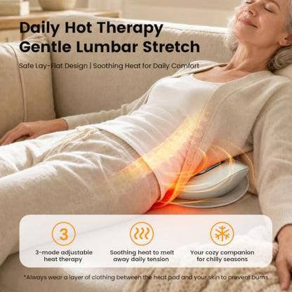 Rechargeable Electric Lumbar Massager with Heat and Vibration for Back Relief