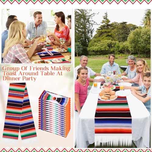Colorful Mexican Table Runner with Chair Sashes - Fiesta Decor 54 pcs